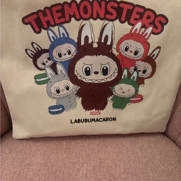 MACARON The Monsters Beige Tote Bag - Picture 4 of 6